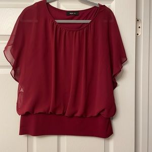 Style & Co blouse with tank cami built in. Maroon.